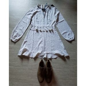 Sold ebay Nasty Gal Ditsy Polka Dot Tea Dress Cream Size 6